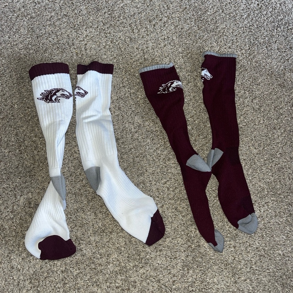 SIU Southern Illinois Salukis Crew Socks Logo Lot Of 2 Pairs Sz 6-12 Large XL
